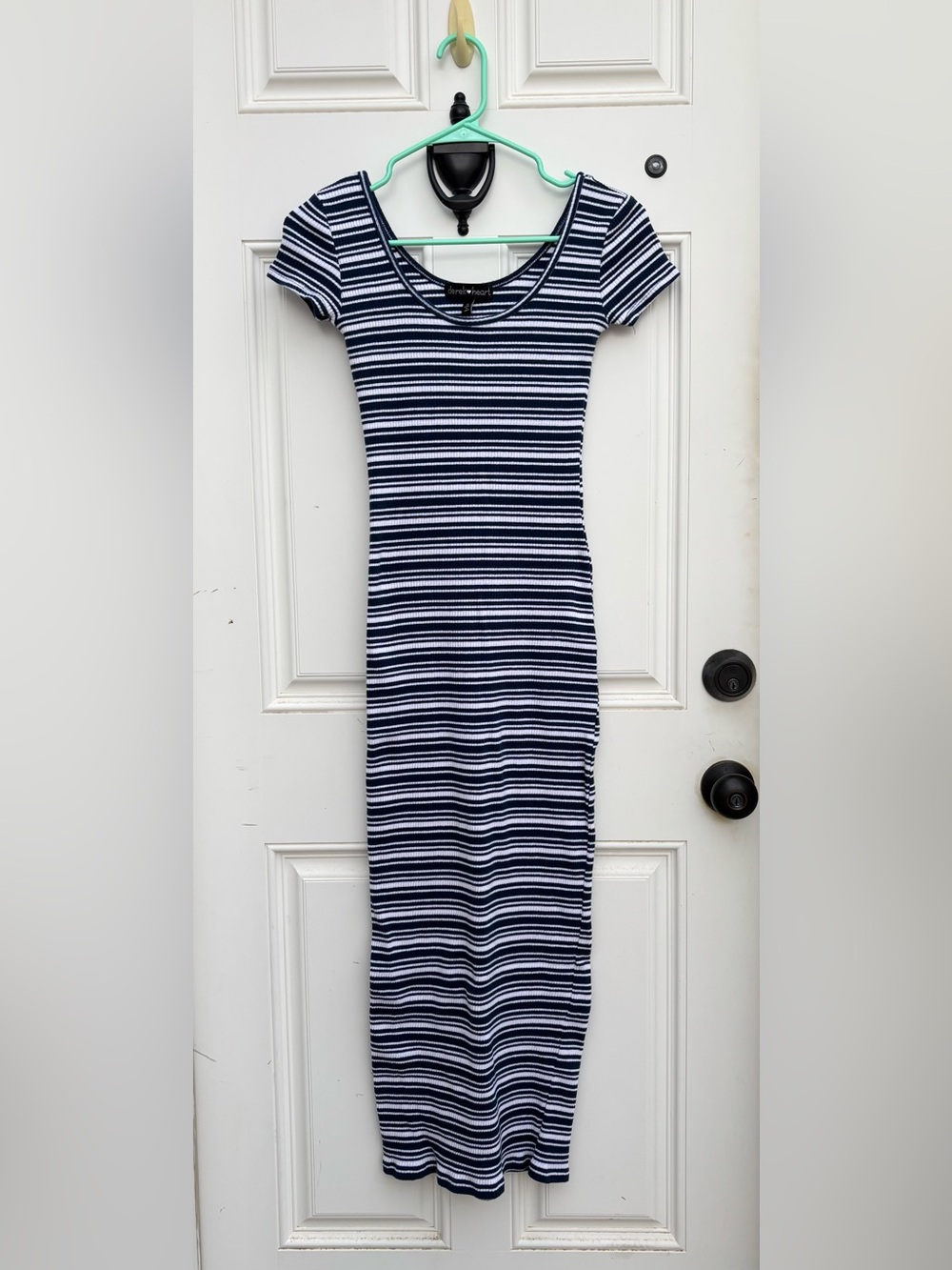 Derek Heart navy and white striped cotton spandex maxi dress Size S